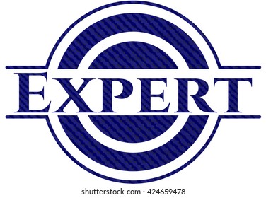 Expert emblem with denim texture