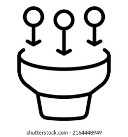 Vector de contorno de icono de embudo experto. Equipo de negocios. Cibergráfico