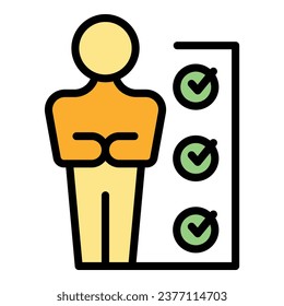 Vector de contorno de iconos de objetivos de expertos. Consultar al ciber. Color de ataque de gráfico plano