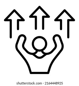 Vector de contorno de icono de crecimiento experto. Objetivo comercial. Consultar al ciber