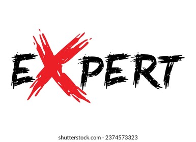 Expert grunge brush stroke word text for typography hand drawn brush stroke icon.