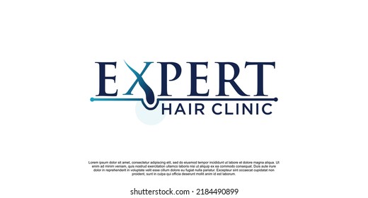 Expert hair clinic logo design vector with creative unique premium vector