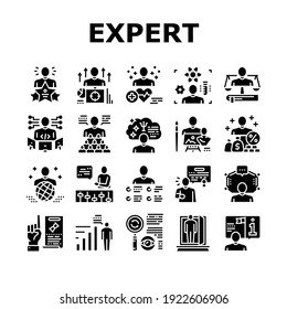 Expert Human Skills Collection Icons Set Vector. Universal And Business Expert, Lawyer And Economic, Technical And Social, Art And Medical Glyph Pictograms Black Illustrations