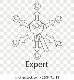 Expert icon concept on transparency background. Business consulting idea design. Line vector illustration object  use for your project.