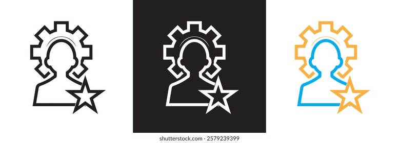 Expert icon set. Containing advice, competence, expertise, knowledge, skill, specialist, etc. isolated on white and black background. vector illustration. EPS 10