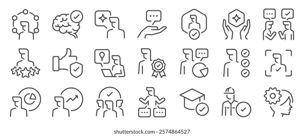 Expert icon set. It included contexts such as professional, master, expertise, pro and more. Editable Vector Stroke.