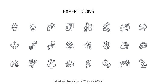 Expert icon set.vector.Editable stroke.linear style sign for use web design,logo.Symbol illustration.