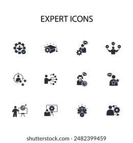 Juego de iconos de experto.Vector.Trazo editable.signo de estilo lineal para el uso de Diseño web,logo.Ilustración de símbolo.
