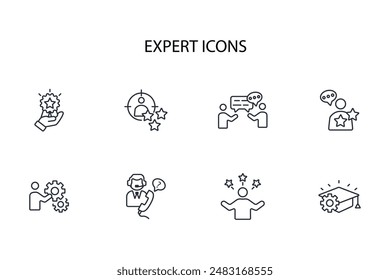 Expert icon set.vector.Editable stroke.linear style sign for use web design,logo.Symbol illustration.