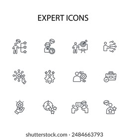 Expert icon set.vector.Editable stroke.linear style sign for use web design,logo.Symbol illustration.