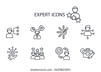 expert icon set.vector.Editable stroke.linear style sign for use web design,logo.Symbol illustration.