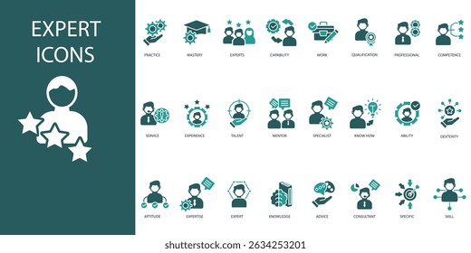 expert Symbol set.vector.Editable stroke.linear style Zeichen für die Verwendung Web-Design, logo.Symbol-Illustration.