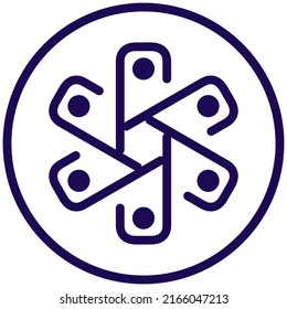 Expertensymbol. Ein einfaches Rahmenzeichen eines abstrakten Ganges innerhalb eines Kreises. Benutzer-Ranglisten-Symbol auf einer Website oder App. Moderne minimale blaue Vektorgrafik einzeln auf transparentem Hintergrund