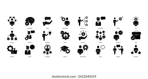 expert icons set. Set of editable stroke icons.Vector set of expert