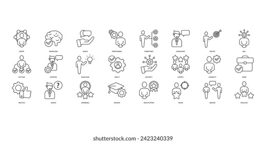 expert icons set. Set of editable stroke icons.Vector set of expert