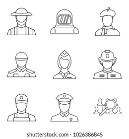 Expert icons set. Outline set of 9 expert vector icons for web isolated on white background
