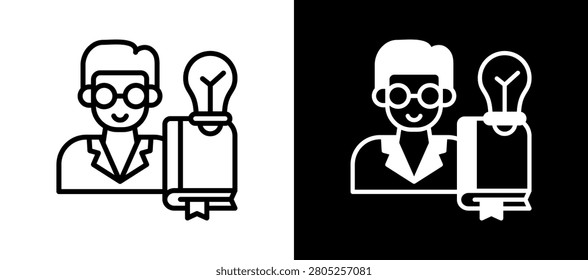 Expert Knowledge Icon whiteblack Vector Illustration