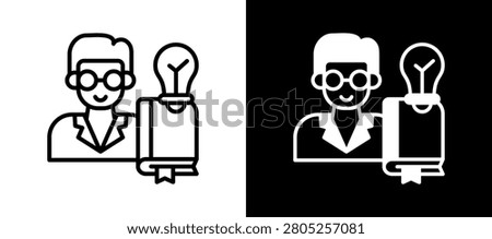 Expert Knowledge Icon whiteblack Vector Illustration