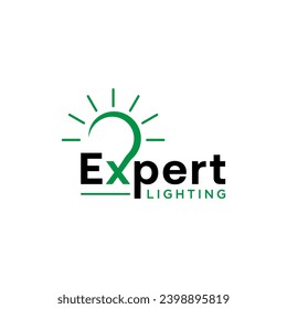 Expert LIghting Bulb innovation text wordmark logo design icon element vector