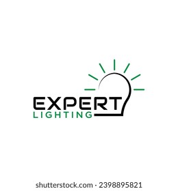 Expert LIghting Bulb innovation text wordmark logo design icon element vector