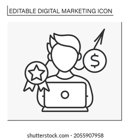  Expert Line Icon. Campaigns For Creating And Publishing Written And Visual Content.Digital Marketing Concept. Isolated Vector Illustration. Editable Stroke