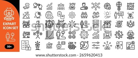 Expert line icon set. Set of  outline icons related to talent, skill, aptitude, specialist, thinking, expertise, expert and others. Editable stroke. Vector illustration