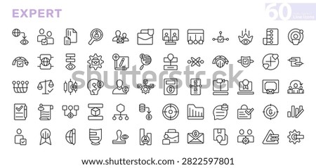 Expert line icon set. Professional, specialist, authority, consultant, skills, certified, master, leadership, knowledge, business, vector icon collection