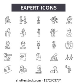 Expert line icons, signs, vector set, outline illustration concept 