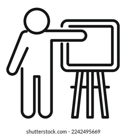 vector de contorno de icono del mentor experto. Carrera de formación. Estrategia de ayuda