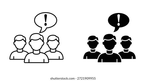 Icono de opinión de expertos. Línea con trazo editable y plano para el Web