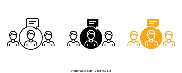Vector de íconos de opinión de expertos. colaboración fluida y discusiones impactantes. Ilustración vectorial.