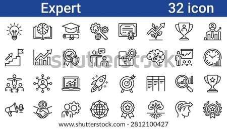Expert professional skill icons collection for business development and success strategy.