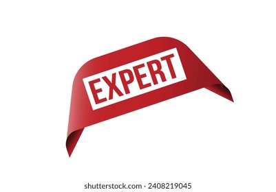 Expert red ribbon label banner. Open available now sign or expert tag.