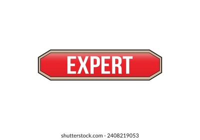 Expert red ribbon label banner. Open available now sign or expert tag.