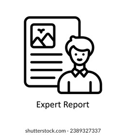 Ilustración de diseño del contorno vectorial de informe de expertos. Símbolo del archivo EPS 10 de fondo blanco