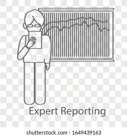Icono de informe de expertos sobre los antecedentes de transparencia. Diseño creativo de ideas. Ilustración vectorial plana para plantilla, folleto o presentación.