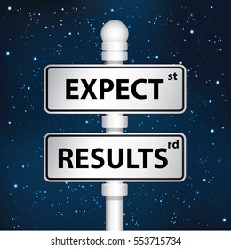 Expert and result signpost design,clean vector