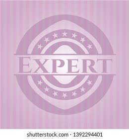 Expert retro pink emblem. Vector Illustration. Detailed.