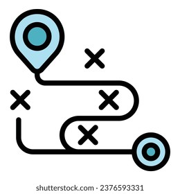 Vector de contorno de icono de ruta de expertos. Equipo de negocios. Consultar el plano de color de la gráfica