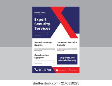 Mustervorlage für die Gestaltung von Sicherheitspatzen. professionelle Sicherheitsexperten Faltblatt Flyer Plakatdesign.