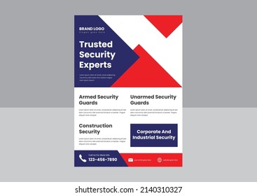 expert security service flyer poster design template. professional security experts leaflet flyer poster design.