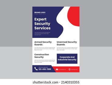 expert security service flyer poster design template. professional security experts leaflet flyer poster design.