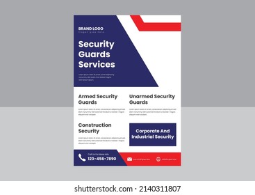 expert security service flyer poster design template. professional security experts leaflet flyer poster design.