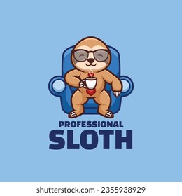 Expert Sloth Cartoon Mascot Logo Design