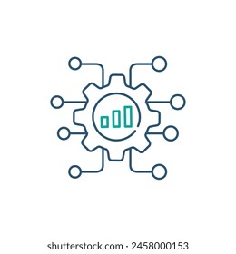 Diseño de iconos de Vector de Asistencia de decisión de IA de sistema experto