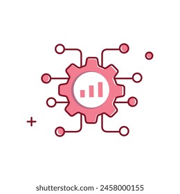 Diseño de iconos de Vector de Asistencia de decisión de IA de sistema experto