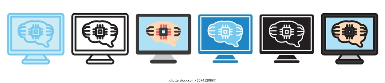 Expert System multi style icon set. use for modern concept, print, UI, UX kit, web and app development. Vector EPS 10, related to artificial intelligence, technology theme.