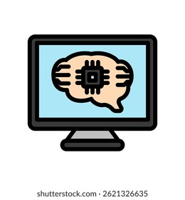 Color de contorno del sistema experto, mini icono de ilustración. uso para concepto moderno, impresión, interfaz de usuario, kit de UX, Web y desarrollo de App. Vector EPS 10, relacionado con la inteligencia artificial, tema de tecnología