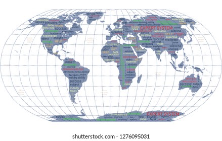 Expert systems. Idea, concept, notion thought message insight letteringworld map