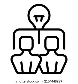 Symbol des Expertenteams, Umriss-Vektorgrafik. Chart-Geschäft. Erfolgreiche Arbeit